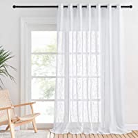 PONY DANCE Cortinas Ventana Visillo - Cortina Translúcido con Ollaos para Salón Cuarto- 1 Panel- 254 x 260 CM- Blanco